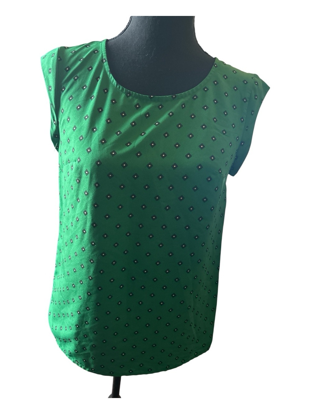Merona Women Green Cap Sleeve Embellished Top Size Extra Small